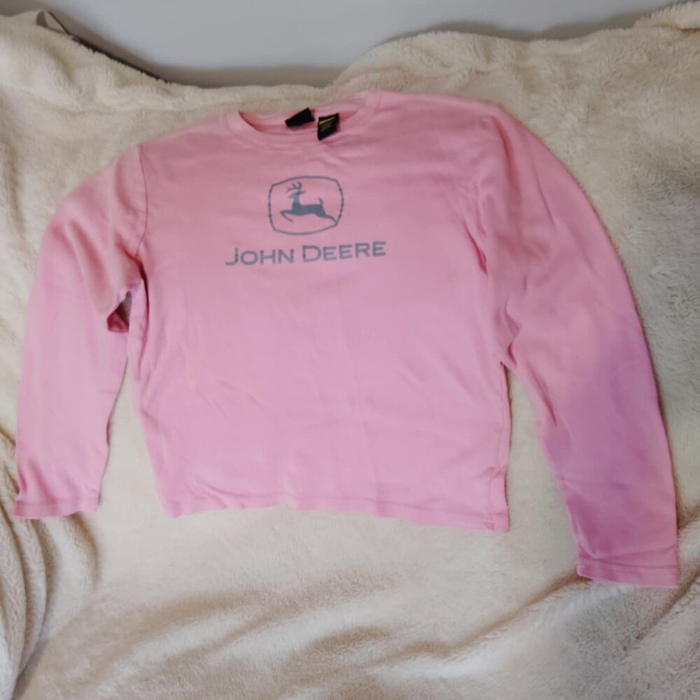 John Deere Pink Long Sleeve Sweater Size Medium
